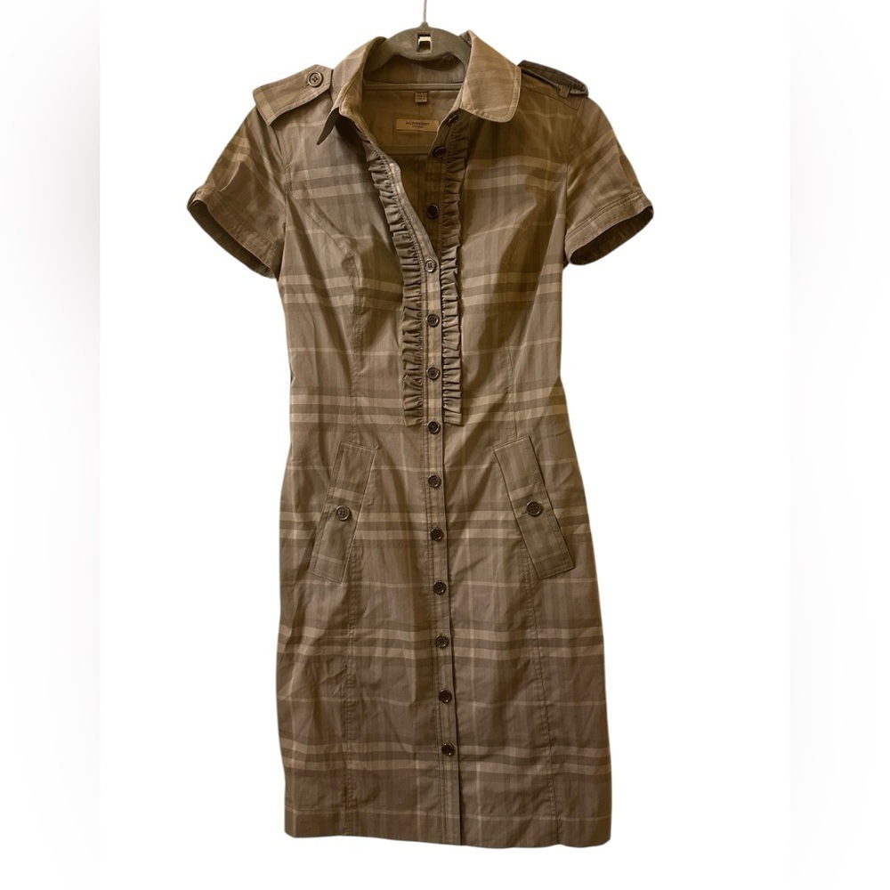 Burberry Gray Plaid Button-Up Dress size 2